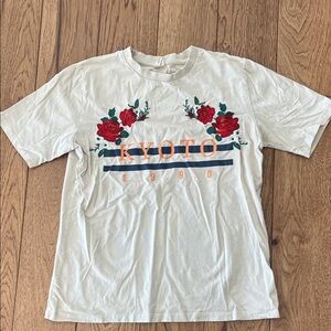 Urban Outfitters White Tee with Red Floral Design